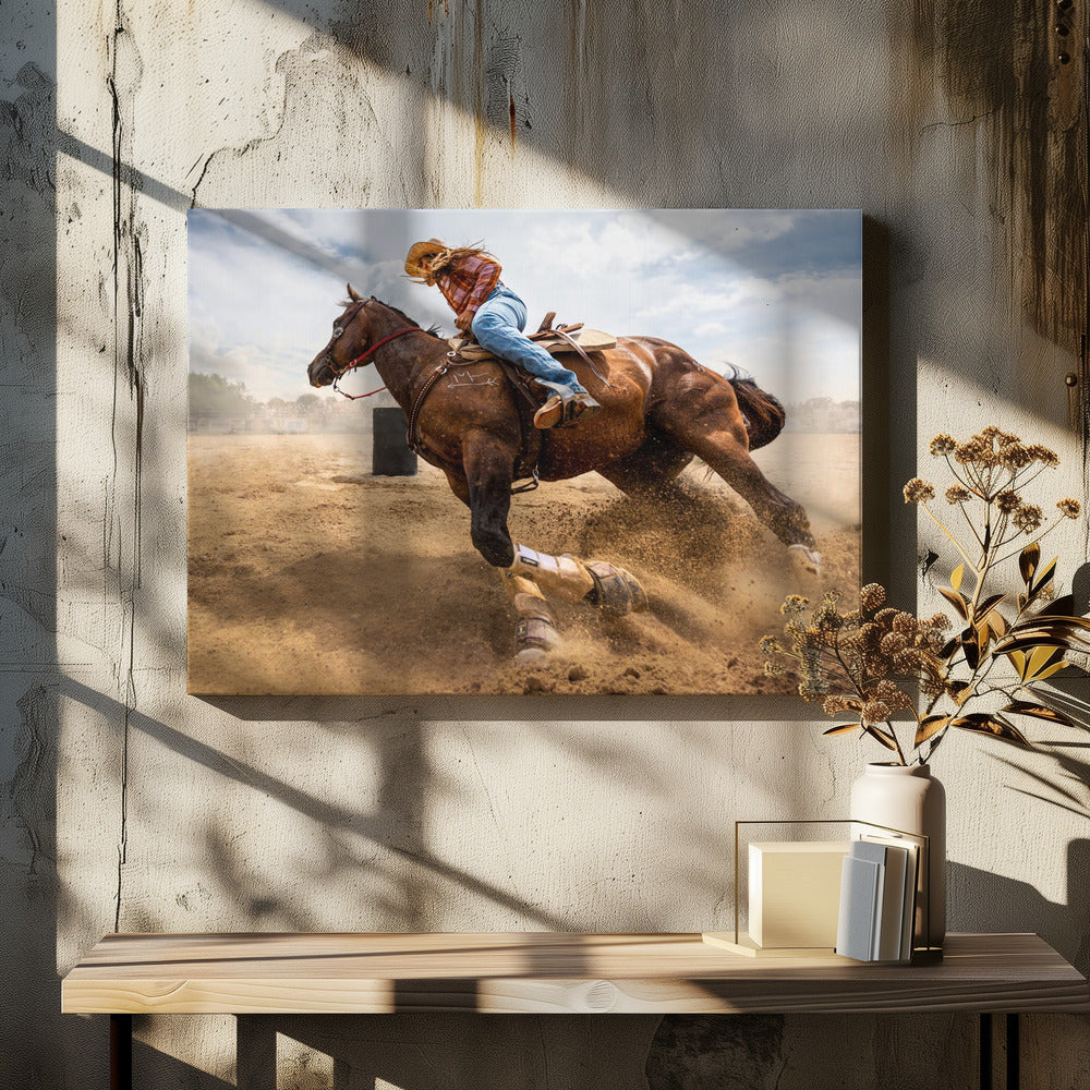 Bending Horse Wall Artwork In White Floating Frame