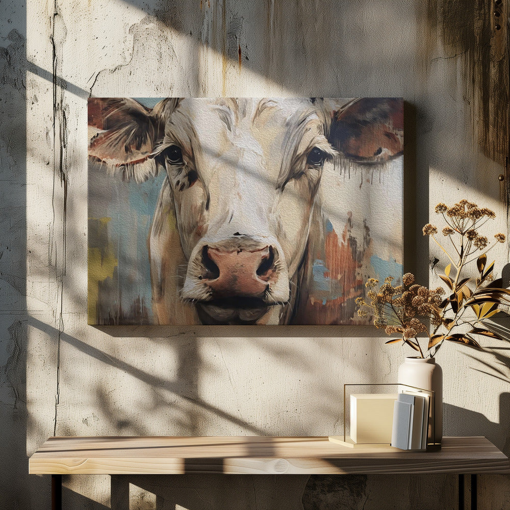 Cow No 1 Wall Artwork In White Floating Frame