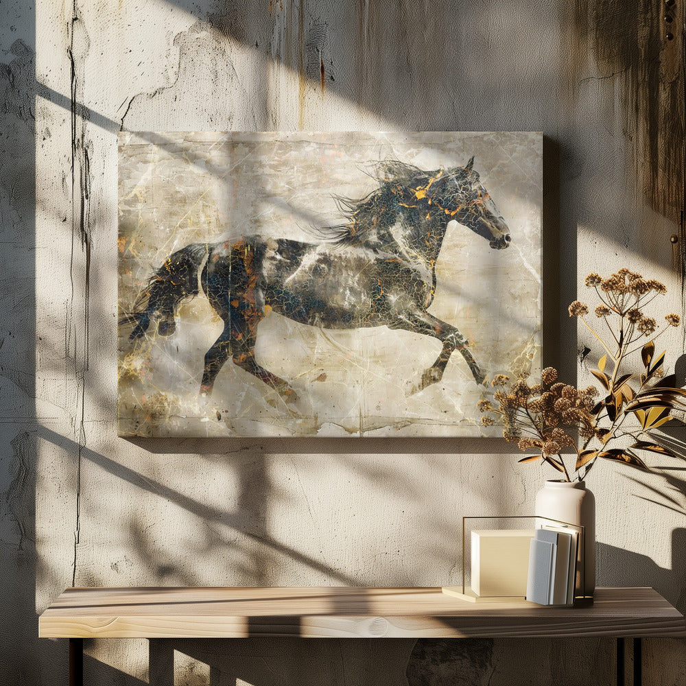 Abstract Art Canvas Print-wall-art-horse-vintage-art-illustration-03-48X36inches