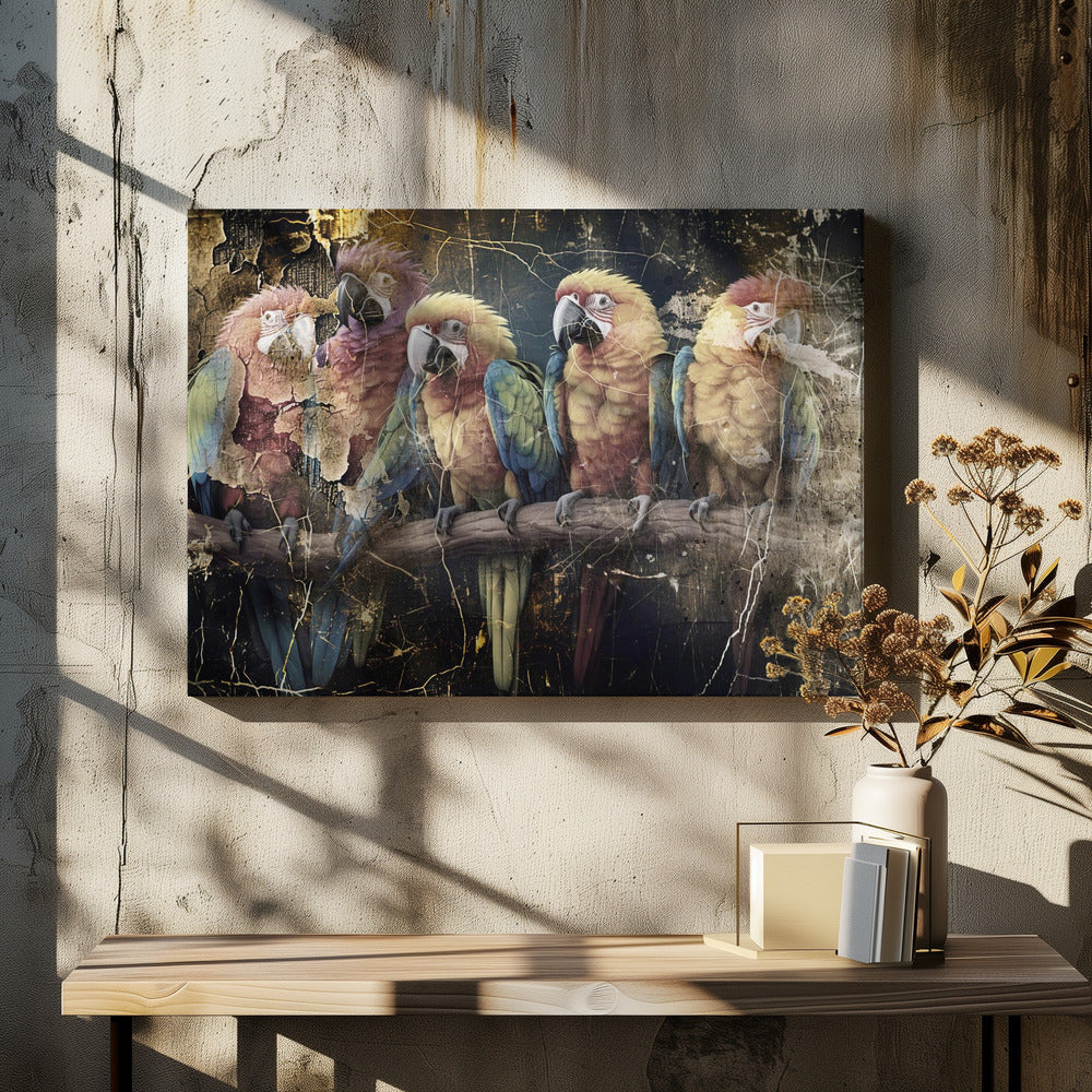 Abstract Art Canvas Print-wall-art-parrot-animal-vintage-art-illustration-wallart-10-36X24