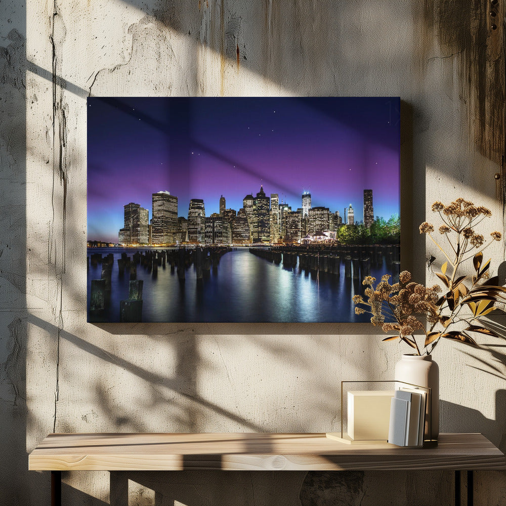 Wall ArtNew York Sky Line 48X36inch In Black Floating Frame
