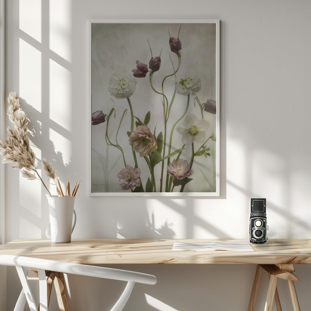 Spring Garden Wall Artwork In White Floating Frame