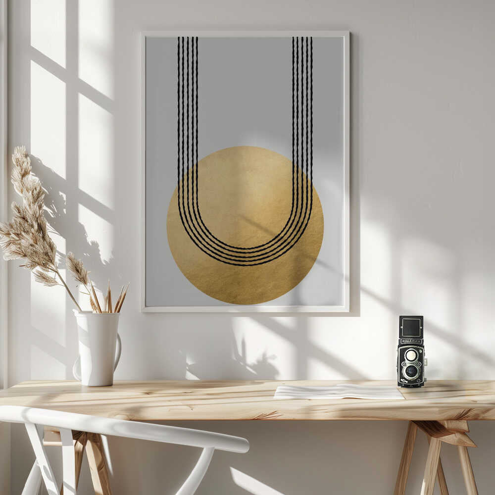 Gold balance – abstract wall art, above a desk