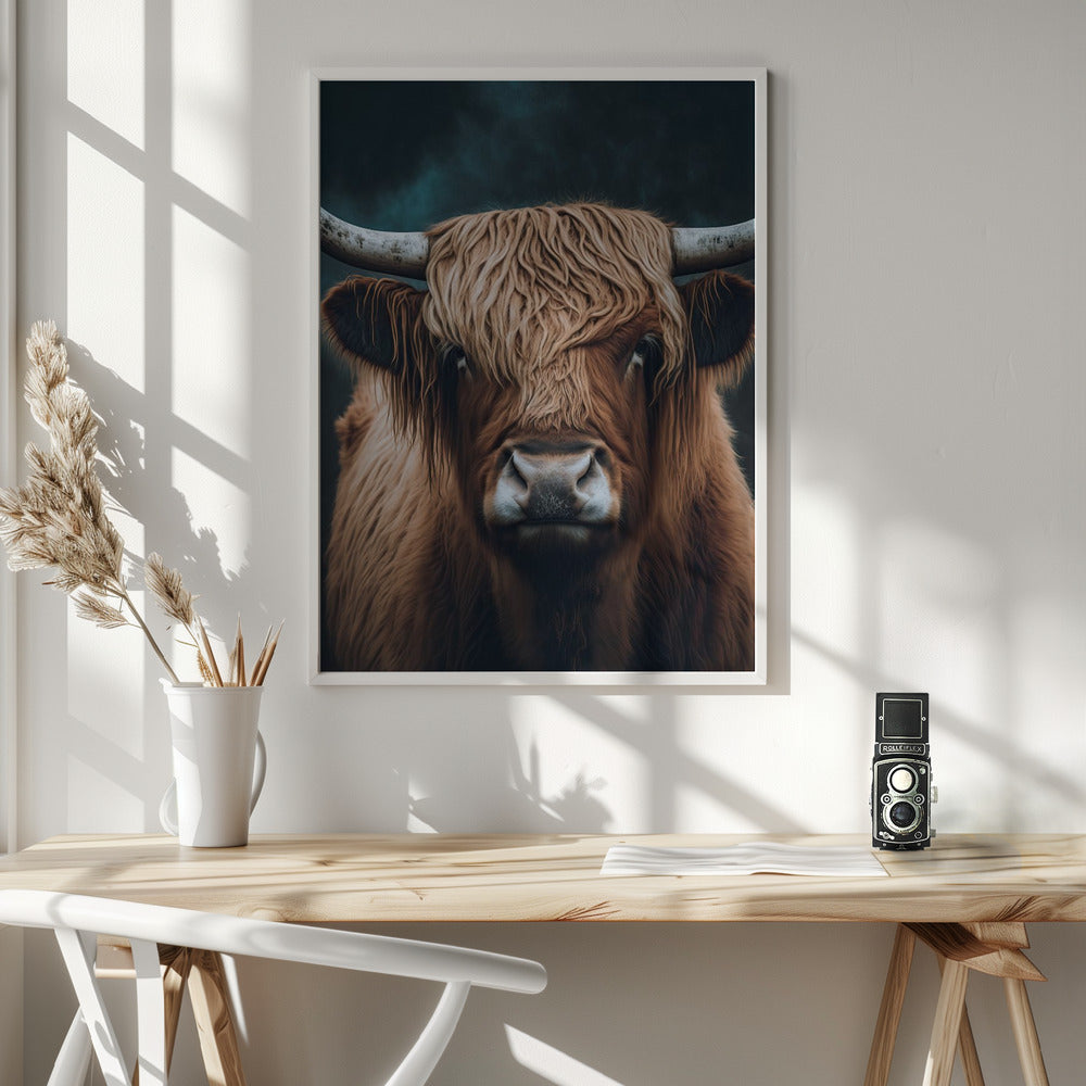 Highland Cow Wall Artwork In Black Floating Frame