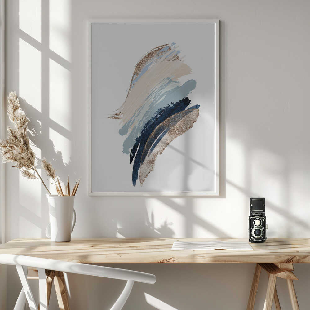 Smooth Shapes-1 – abstract wall art, above a desk