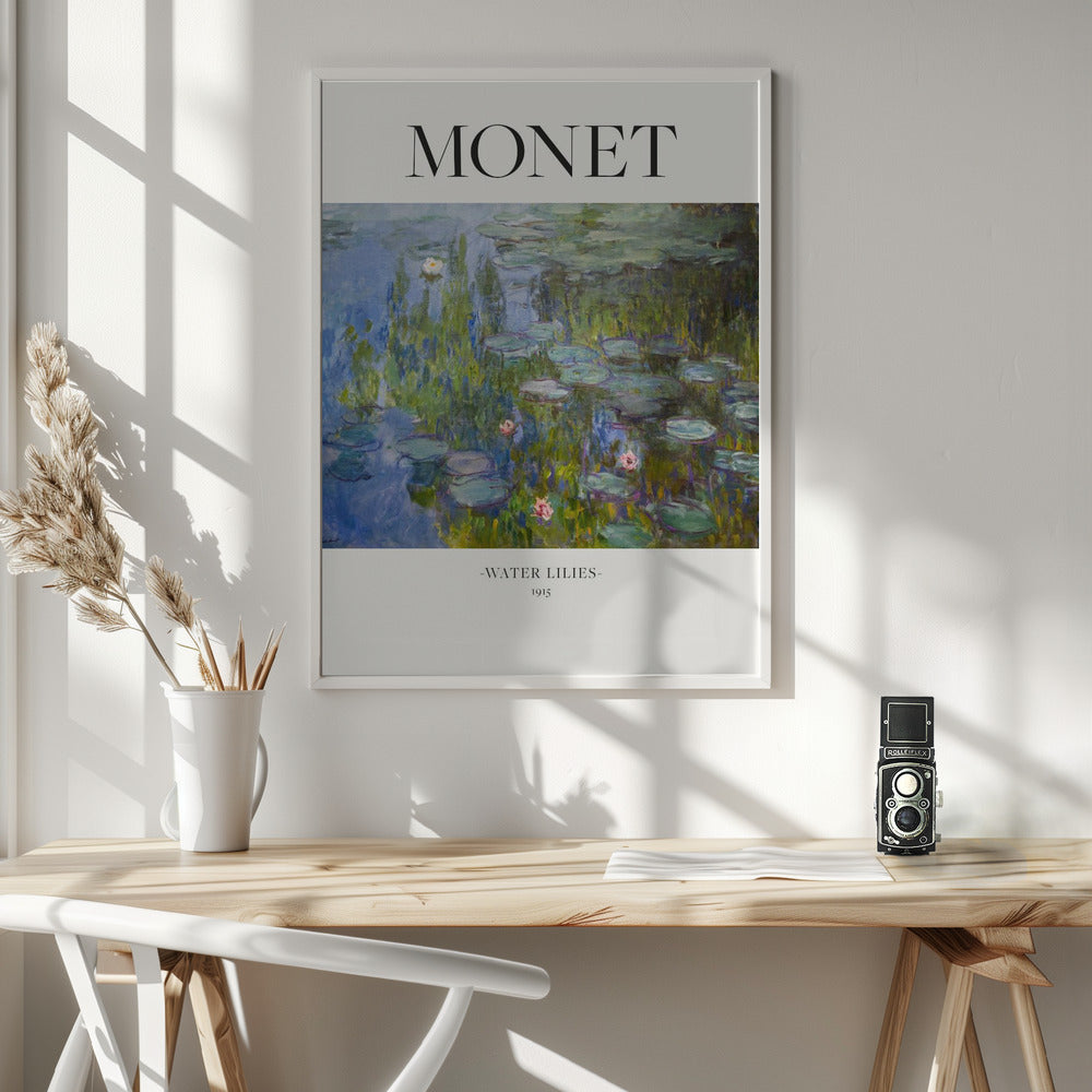 Water Lilies 1915 Monet Wall Artwork In White Floating Frame