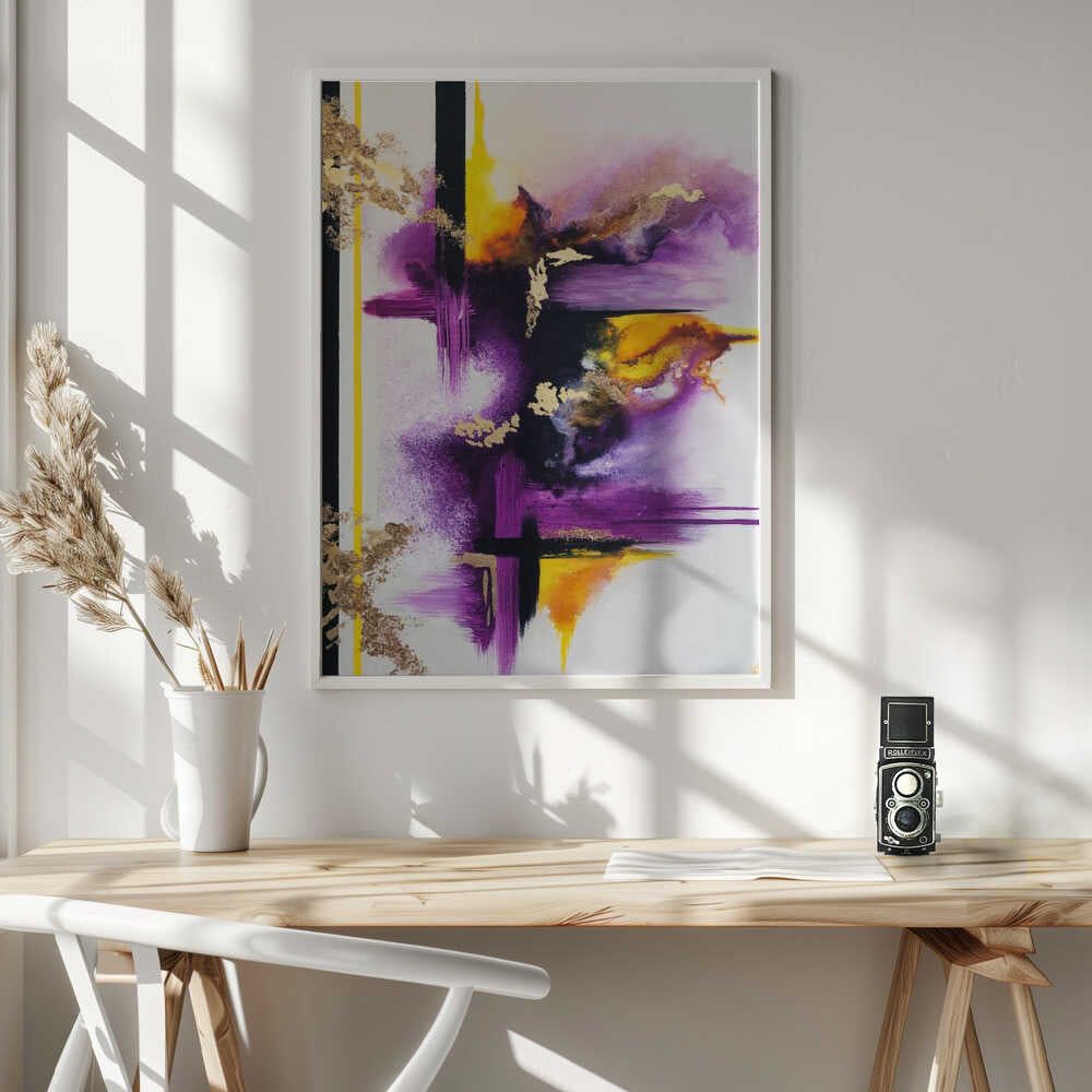 Wall art Geometric Purple and Yellow