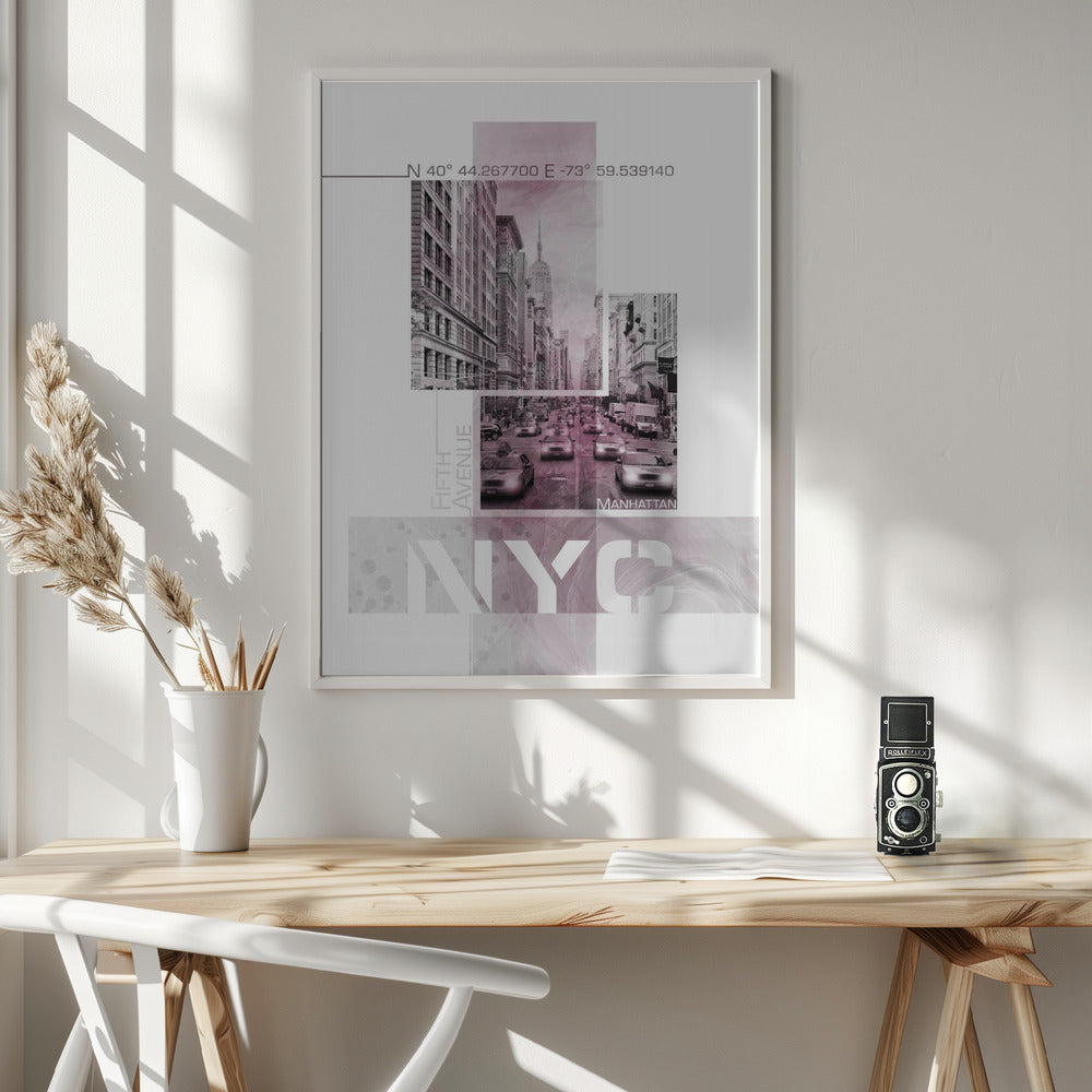 Landscape Photography Canvas Print-wall-art-poster-art-nyc-fifth-avenue-traffic-pink-marble-36X48