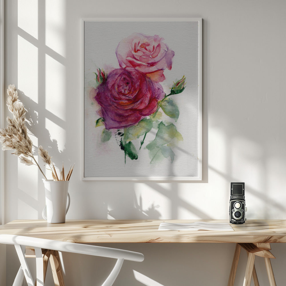 Rose June Wall Artwork In White Floating Frame