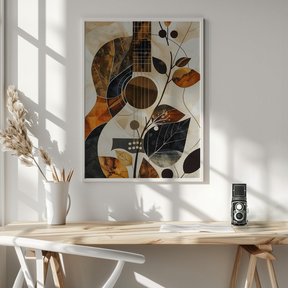 Music Guitar Collage (1) Wall Artwork In White Floating Frame