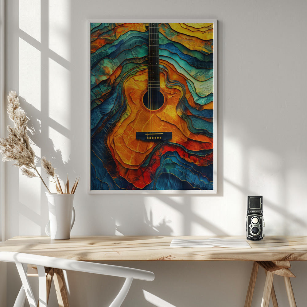 Music Guitar 10 Wall Artwork In White Floating Frame