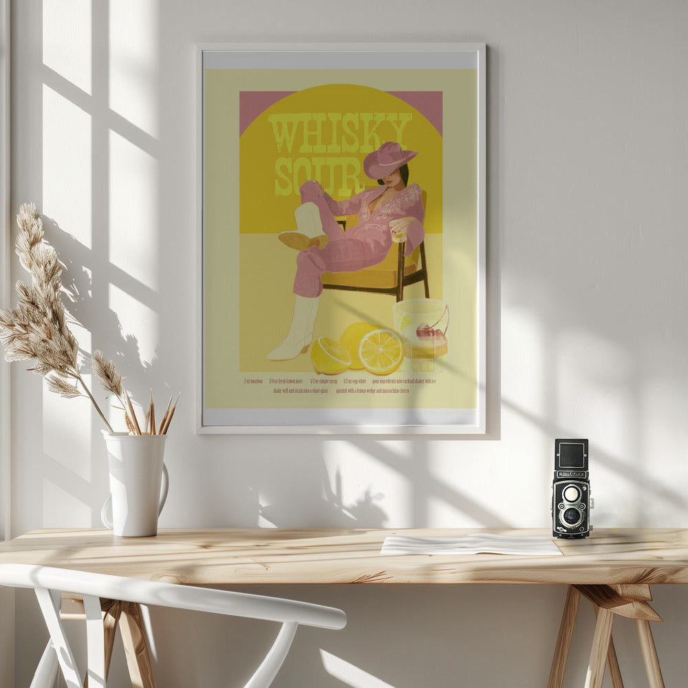 Jlr Whiskysour Pink Copy Wall Artwork In White Floating Frame