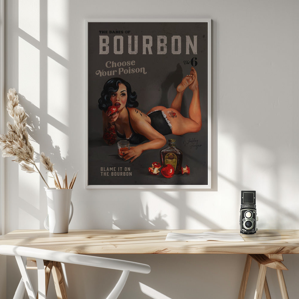Wall art Babes of Bourbon Vol 6 Choose Your Poison Sexy Pinup 24X36inch Gallery Wrapped (Ready to Hang)