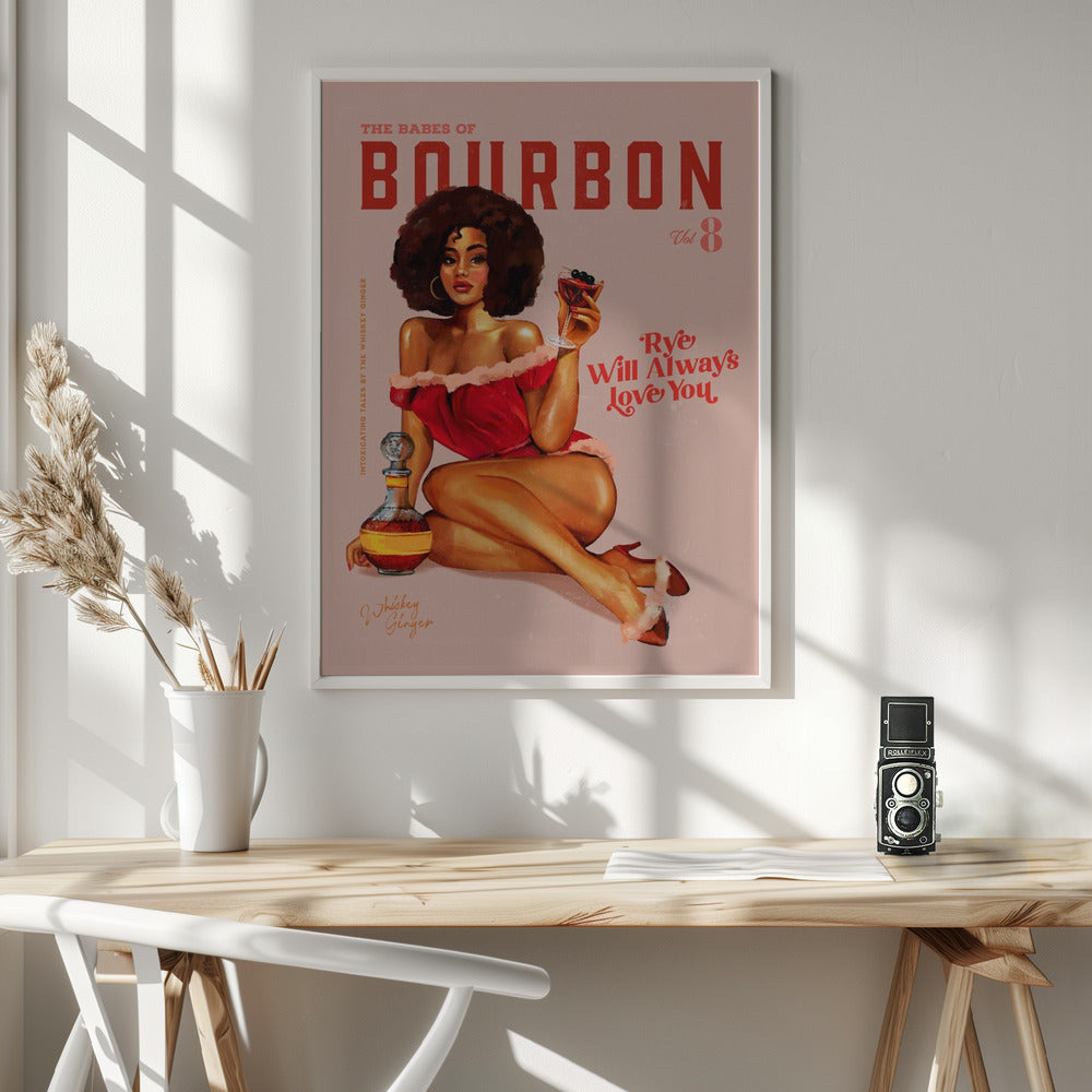 Wall art Babes of Bourbon Vol 8 Vintage Pinup Girl With Afro 24X36inch Gallery Wrapped (Ready to Hang)