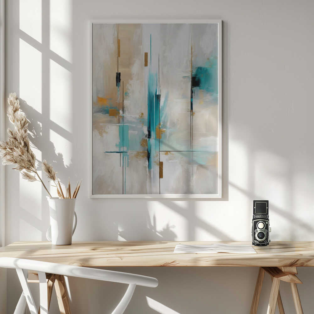Wall art Echoes of Aqua and Gold