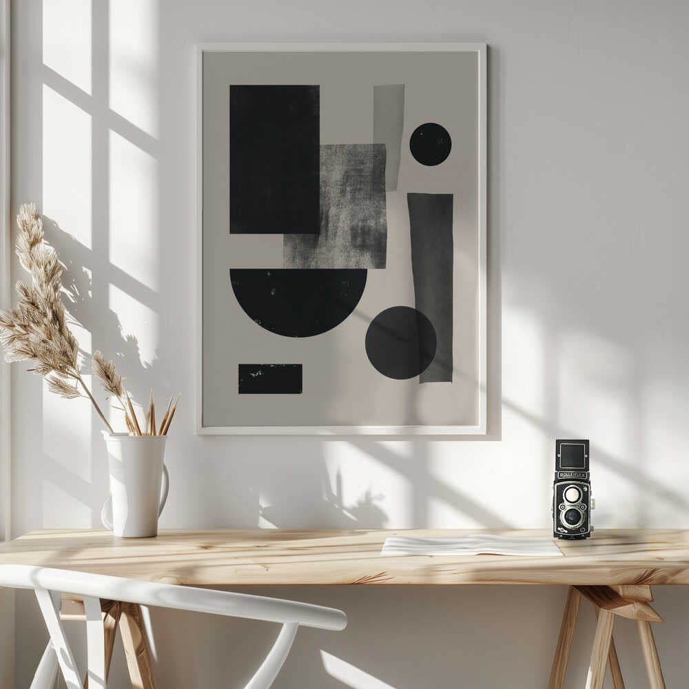 Wall art Black geometry collage