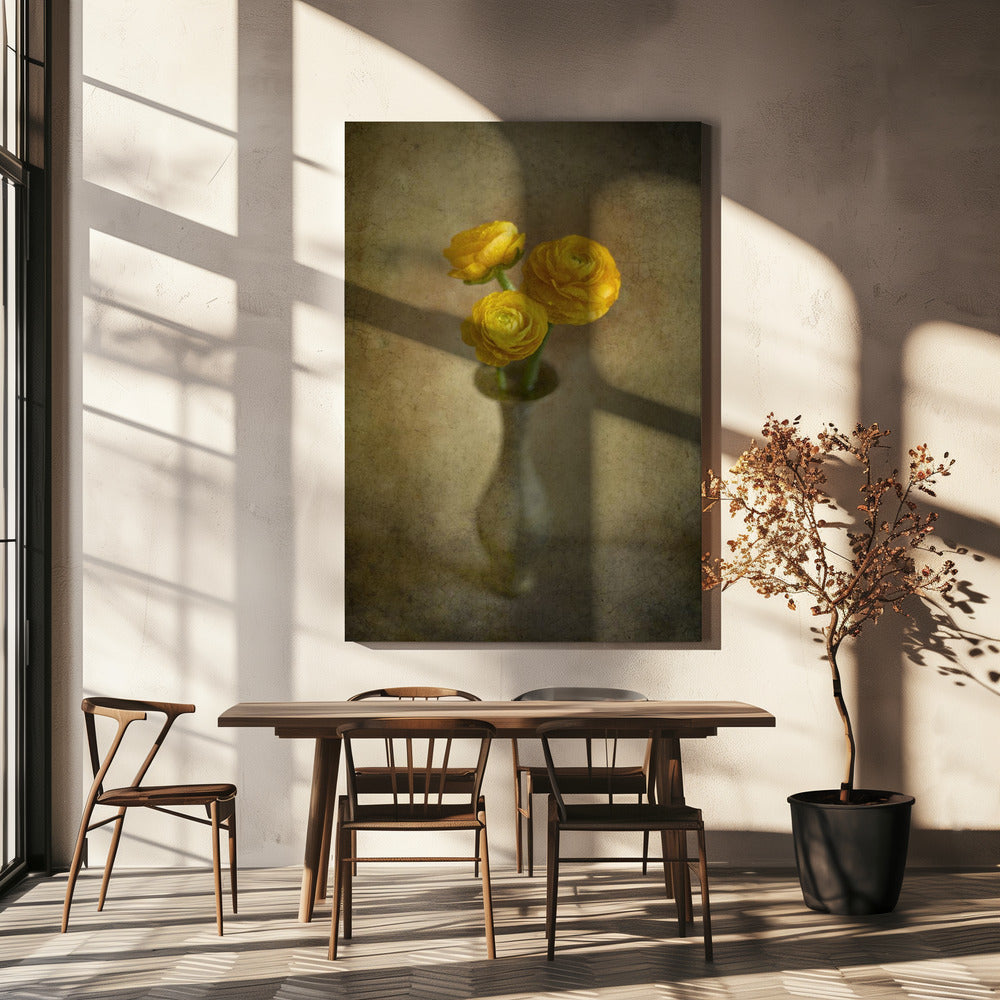 Yellow buttercups Wall Artwork In White Floating Frame