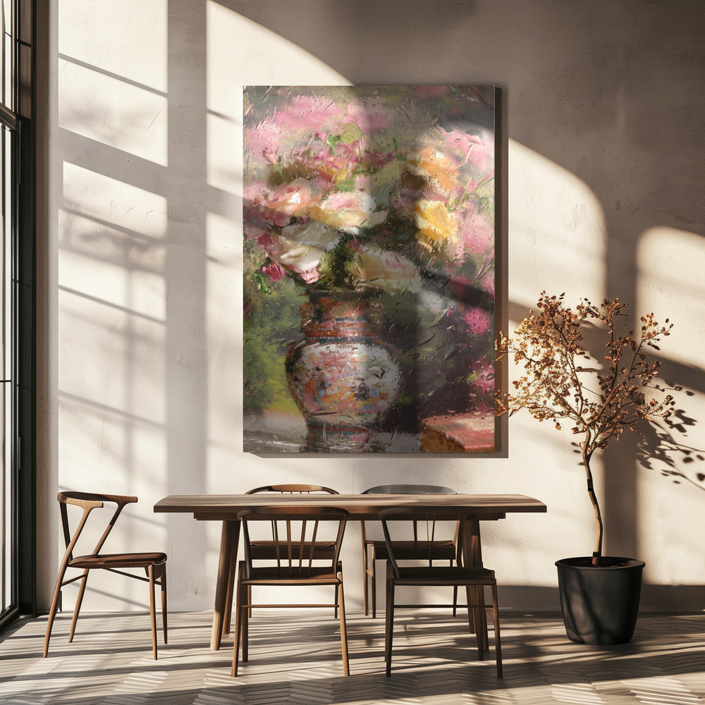 Still life with flowers Wall Artwork In White Floating Frame