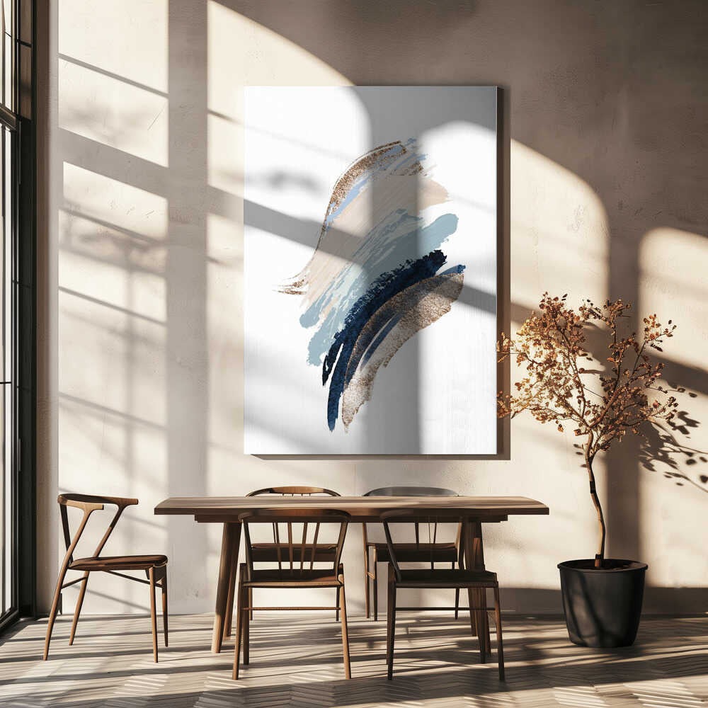 Smooth Shapes-1 – abstract wall art, above a beige table