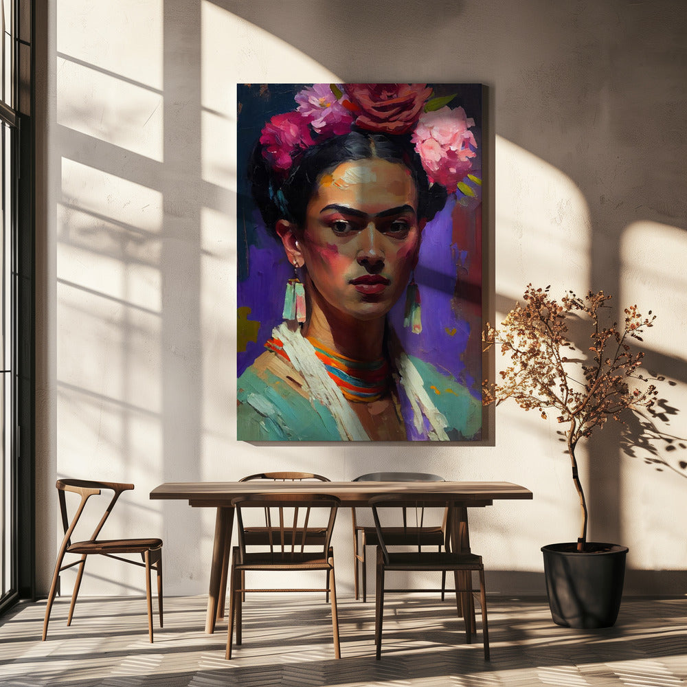 Portrait Of Frida Wall Artwork In Black Floating Frame