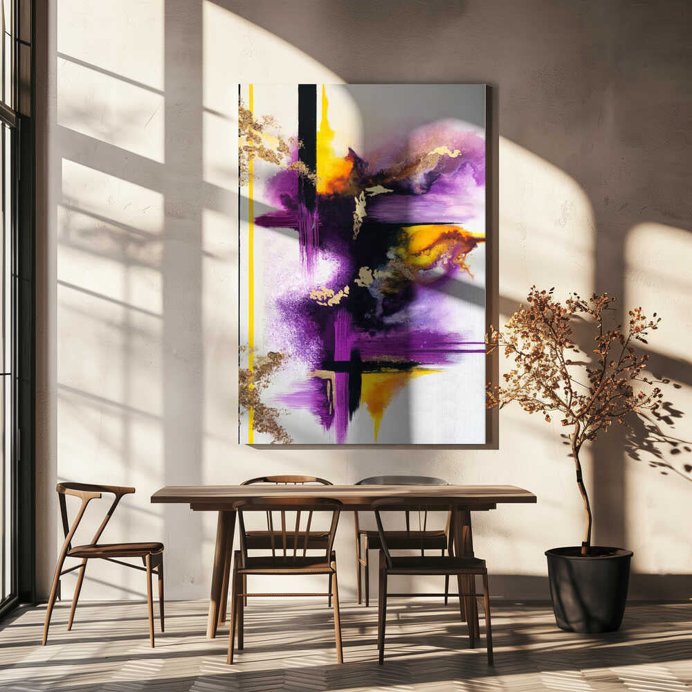 Wall art Geometric Purple and Yellow