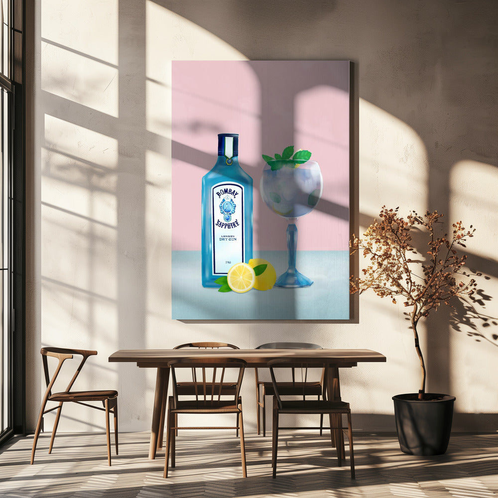 Gin Cocktail Wall Artwork In Black Floating Frame