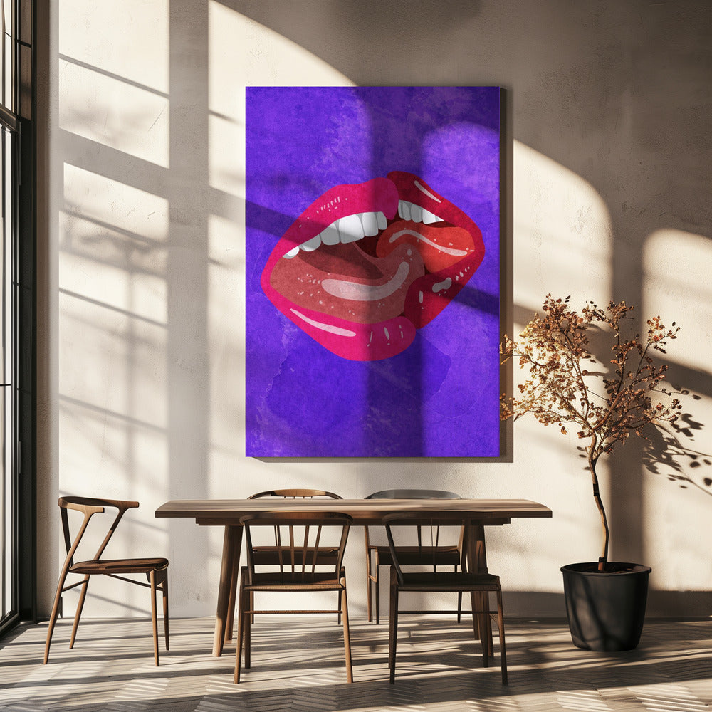 Kissing Wall Artwork In White Floating Frame