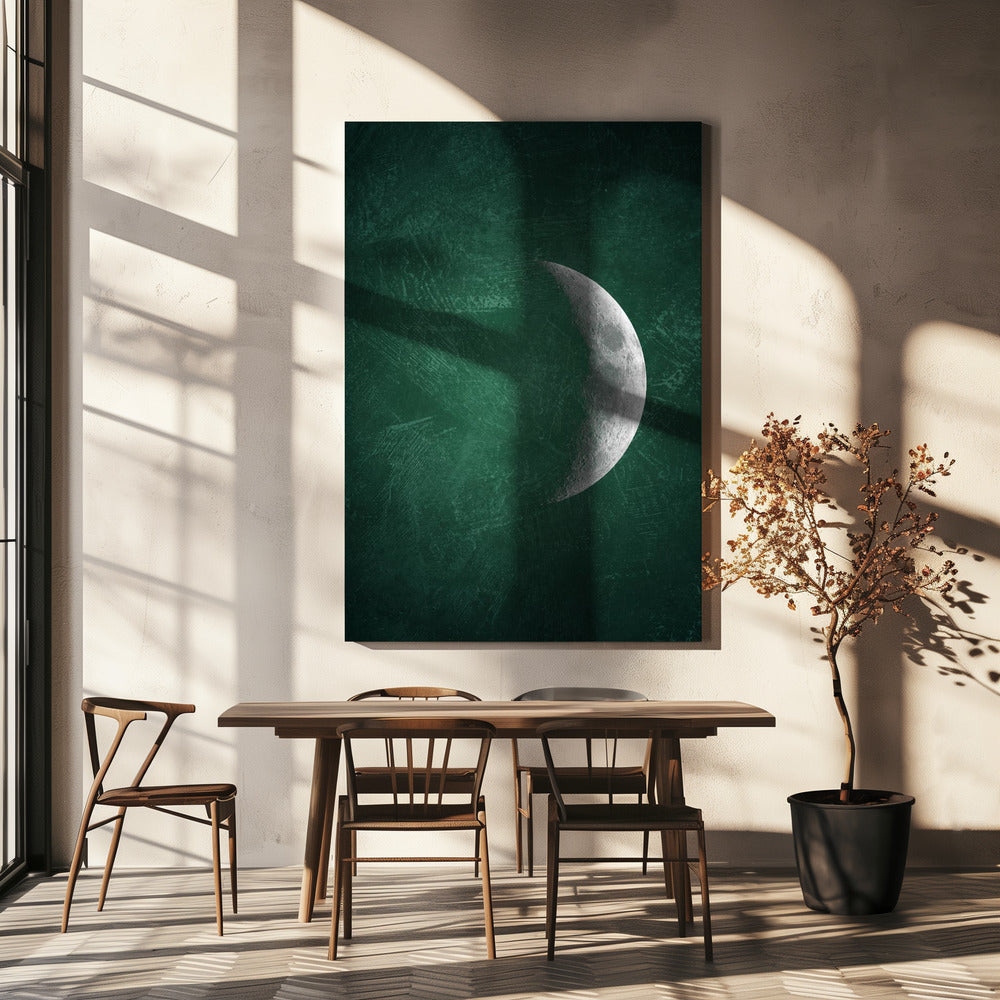 Jade Moon No5 Wall Artwork In White Floating Frame