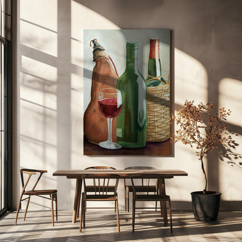 In the Winery Wall Artwork In White Floating Frame