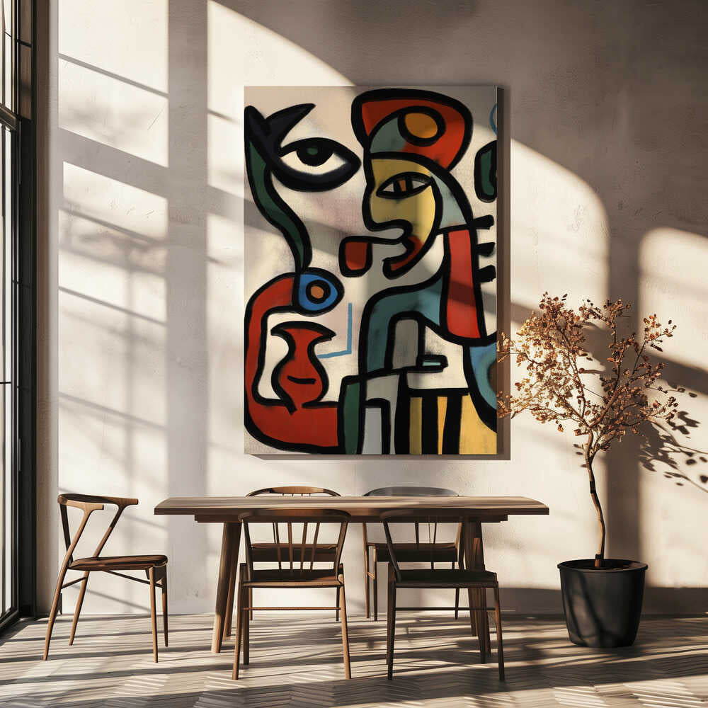 Abstract Visions – abstract wall art, above a beige table