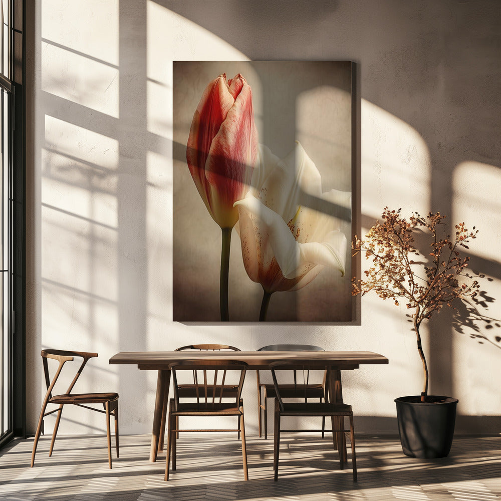 Vintage Flowers 3 Wall Artwork In White Floating Frame