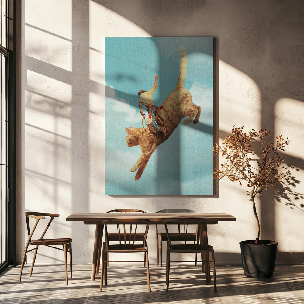 Meehaw Rodio Cat Wall Artwork In White Floating Frame