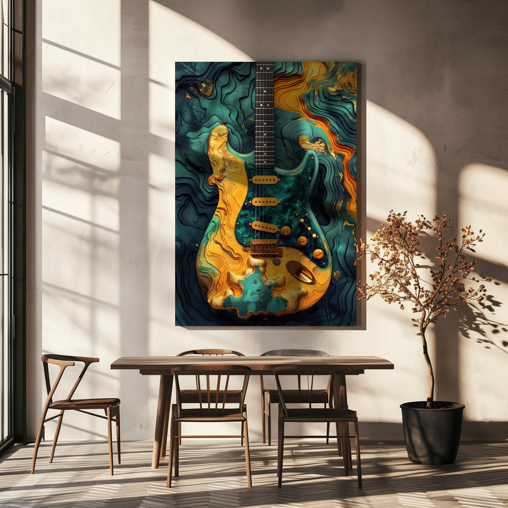 Music Guitar 1 Wall Artwork In Black Floating Frame