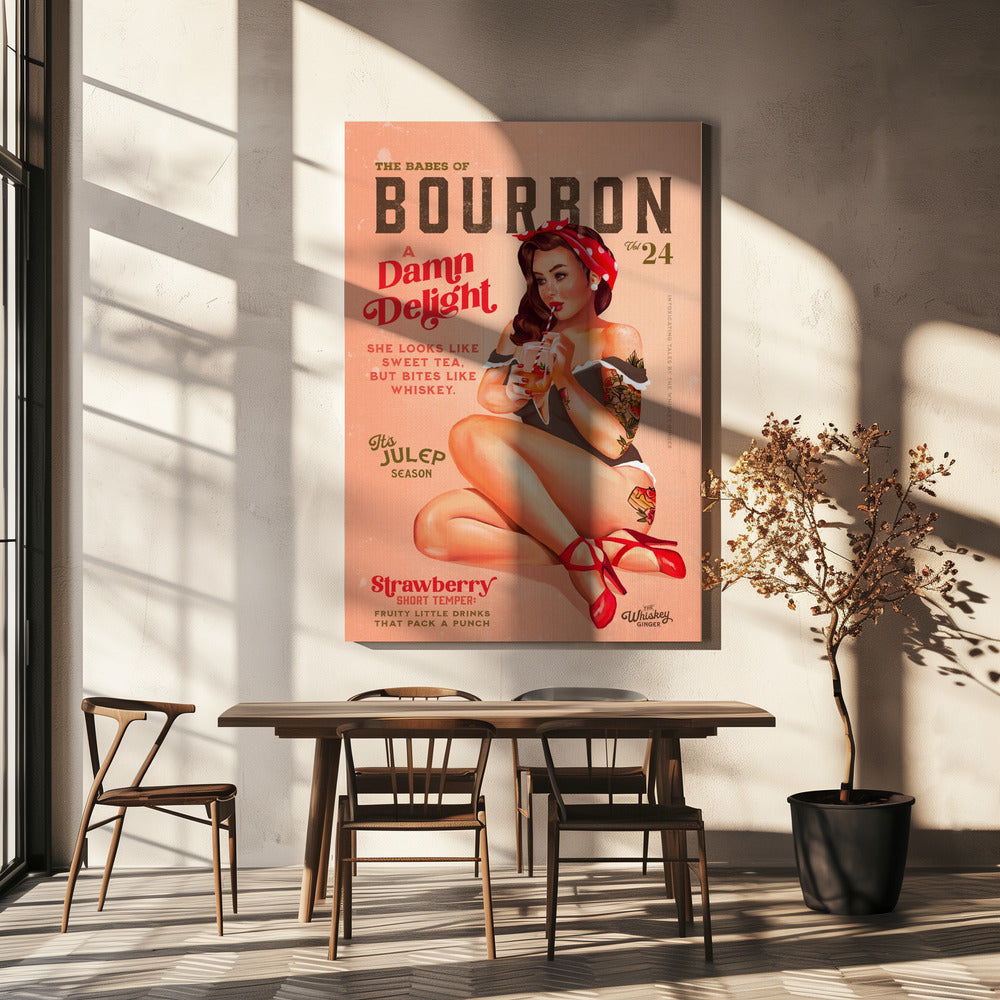 Wall art Babes of Bourbon Vol 22 Vintage Pinup Girl Drinking A Cocktail