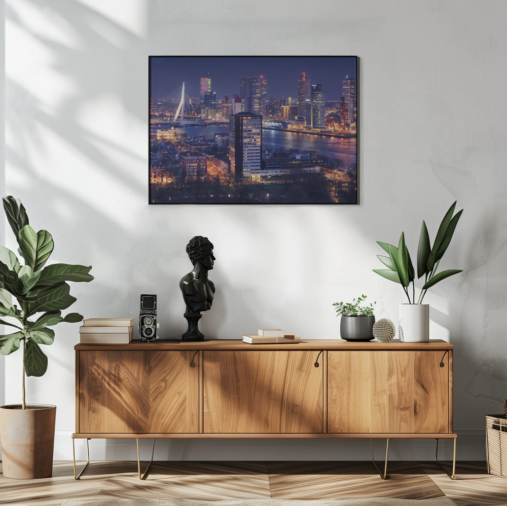 Wall Art Big Rotterdam 7 48X36inch In White Floating Frame