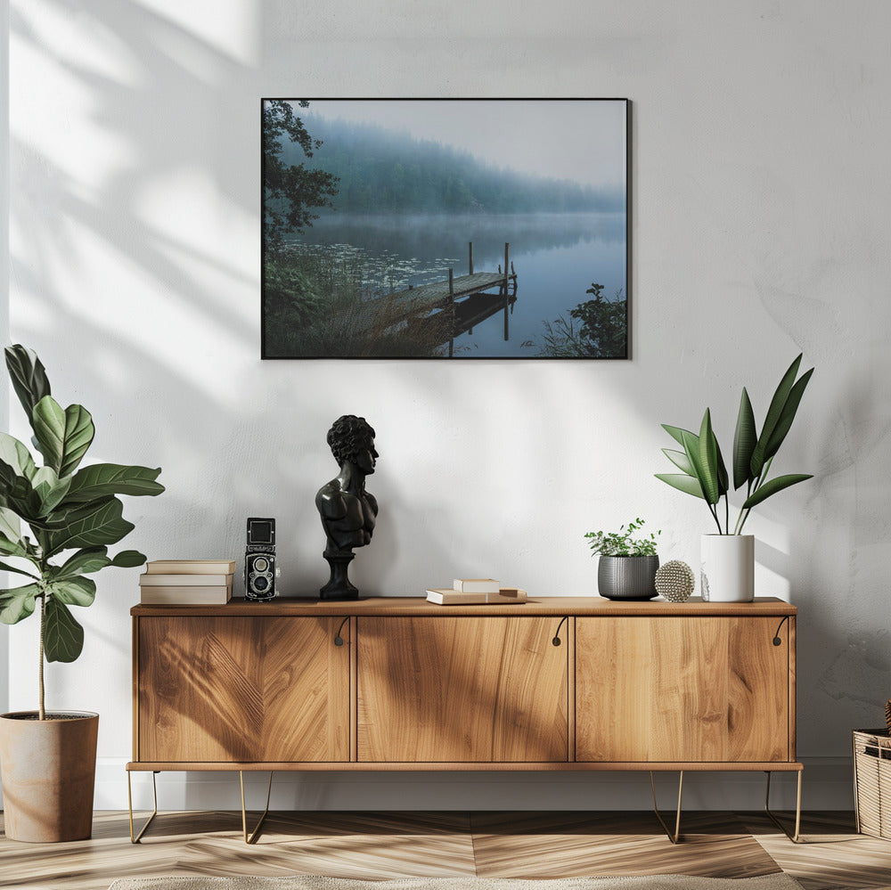 Moody morning Wall Artwork In White Floating Frame