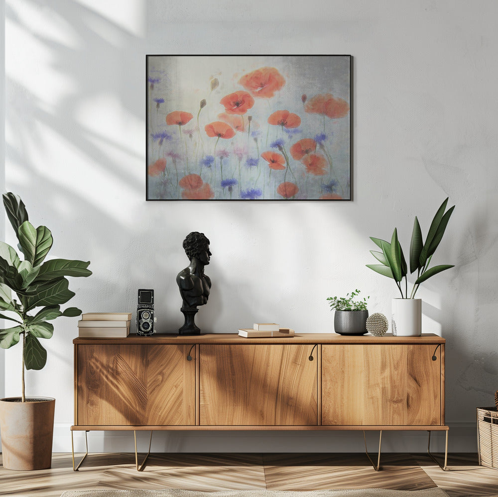 Poppy Wall Artwork In White Floating Frame