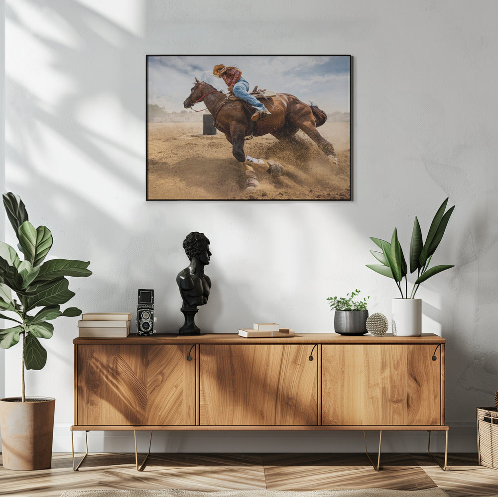 Bending Horse Wall Artwork In White Floating Frame