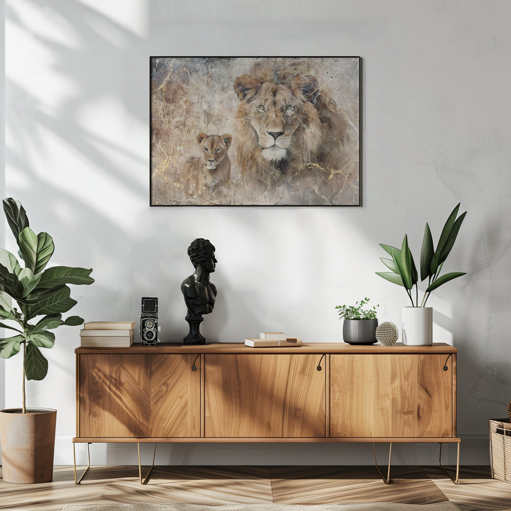 Wall Art Felines Nature-Inspired Canvas Print-wall-art-lion-animal-vintage-art-illustration-wallart-08-48X36