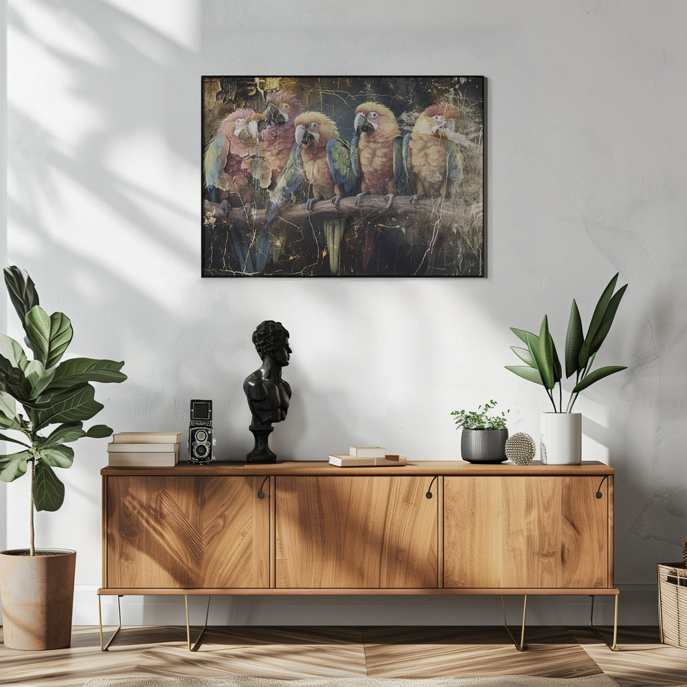 Abstract Art Canvas Print-wall-art-parrot-animal-vintage-art-illustration-wallart-10-48X36