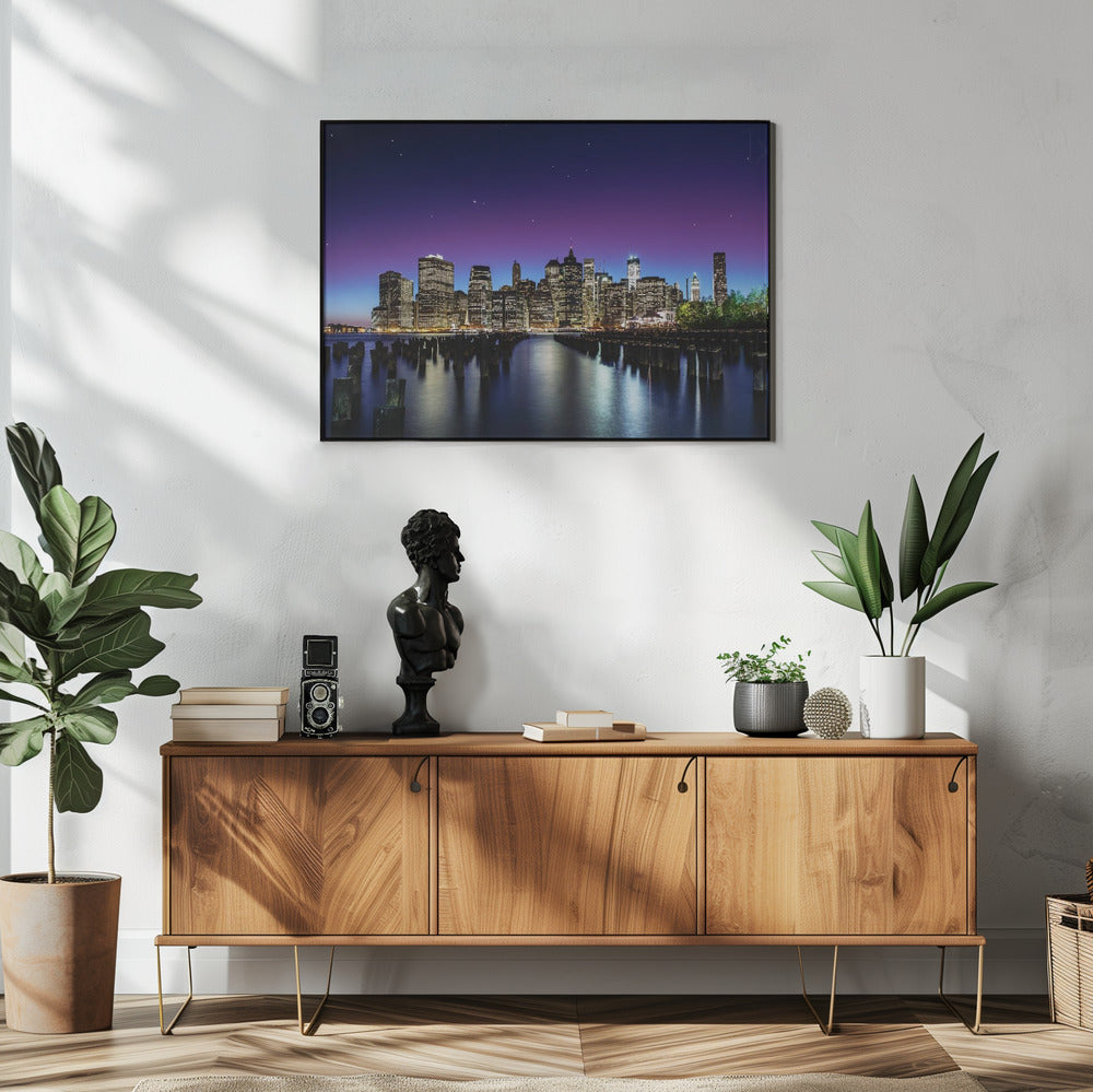 Wall ArtNew York Sky Line 48X36inch In White Floating Frame