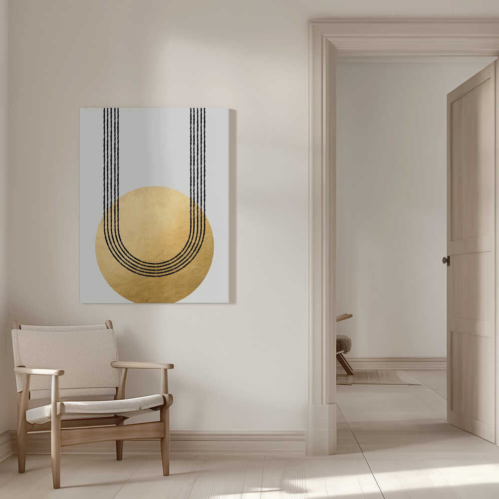 Gold balance – abstract wall art, interior display view