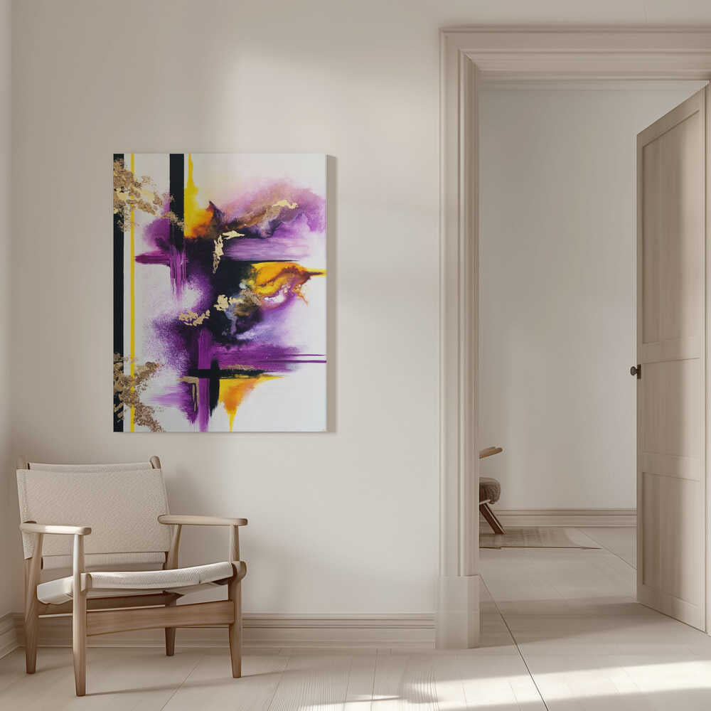 Wall art Geometric Purple and Yellow