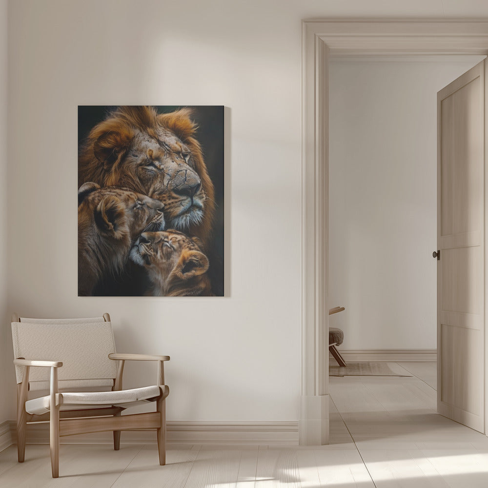 Wall Art Felines Nature-Inspired Canvas Print-wall-art-poster-lion-family-2-