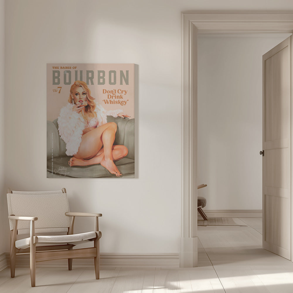 Wall art Babes of Bourbon Vol 7 Sexy Vintage Whiskey Pinup Girl 36X48inch Gallery Wrapped (Ready to Hang)