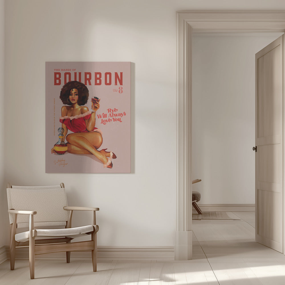 Wall art Babes of Bourbon Vol 8 Vintage Pinup Girl With Afro 36X48inch Gallery Wrapped (Ready to Hang)