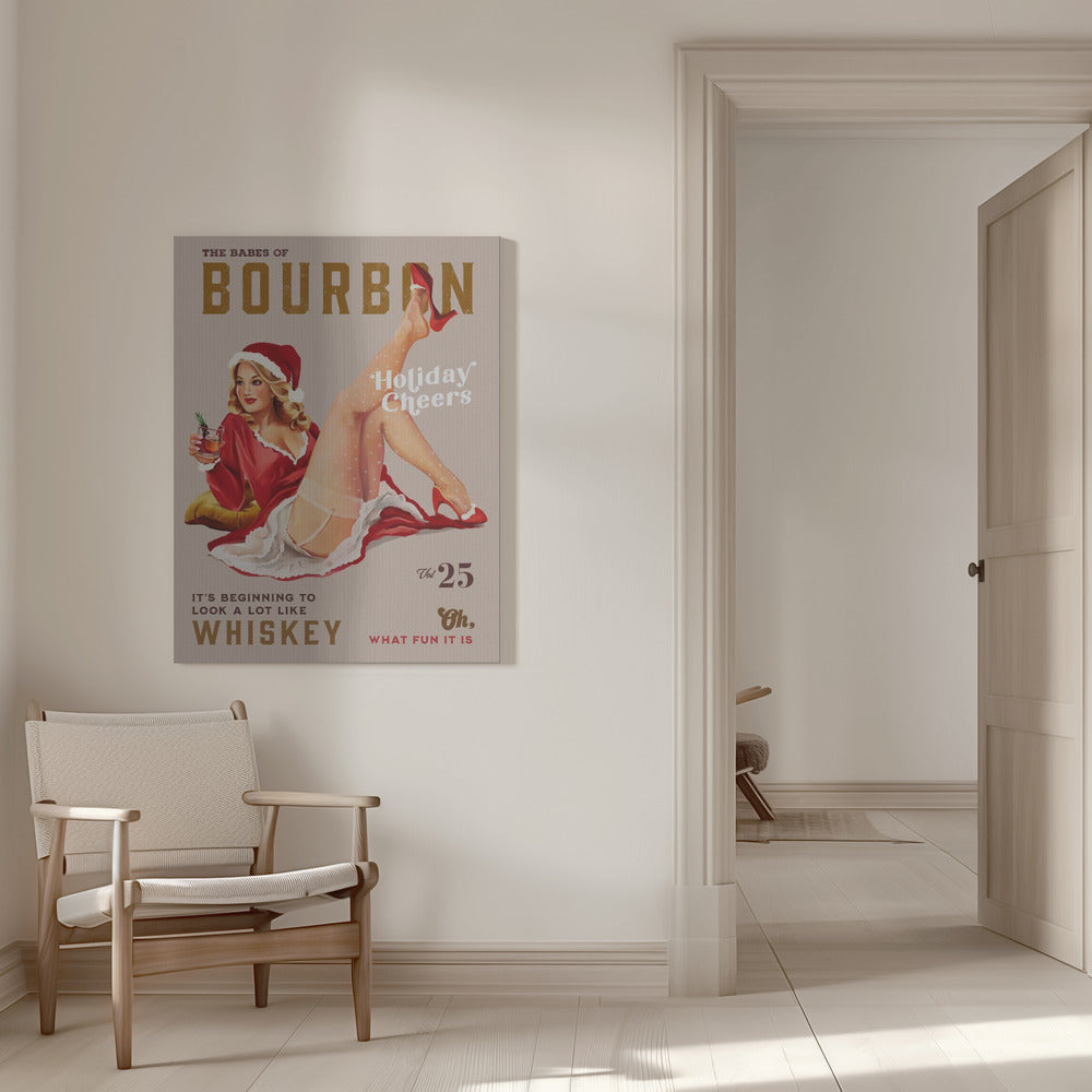 Wall art Babes of Bourbon Vol 25 Holiday Cheer Christmas Pinup 36X48inch Gallery Wrapped (Ready to Hang)