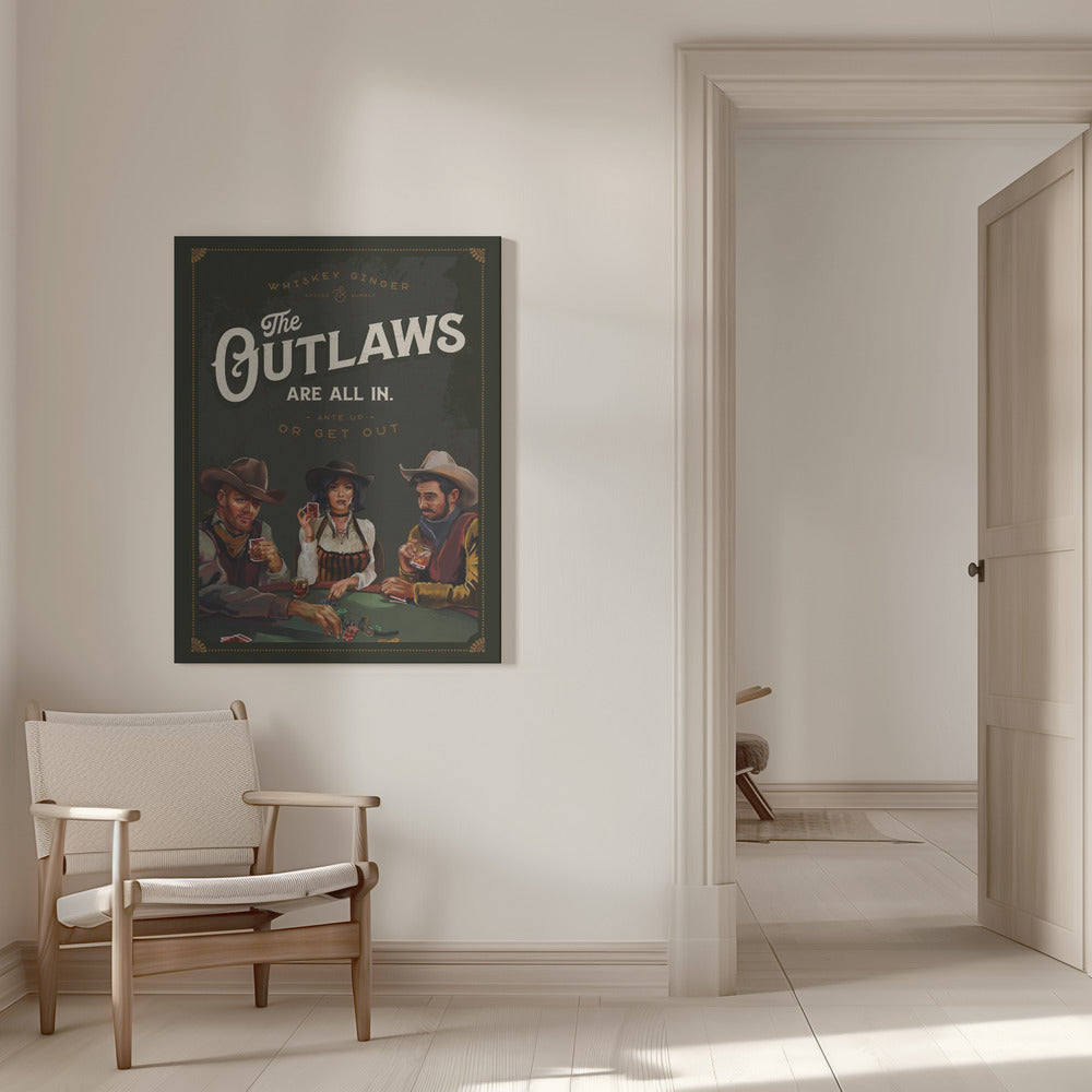 Outlaws Are All In Cool Cowboy Poker Art Wall Artwork 0
