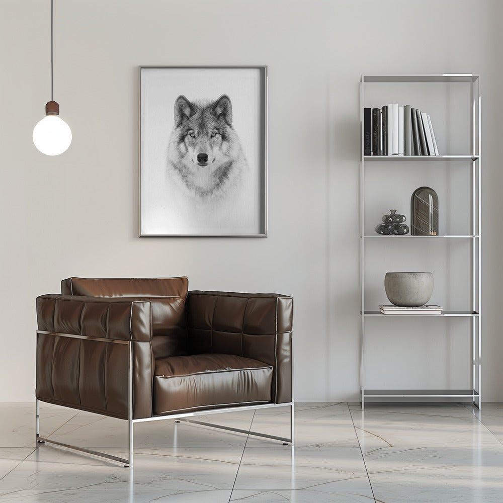 Portrait of a Timber Wolf Wall Artwork 0