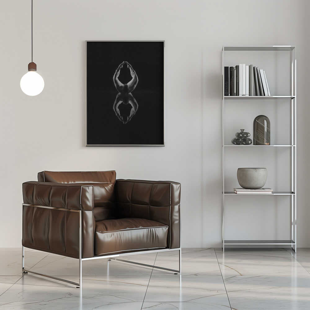 8 – figurative wall art, beside a chrome armchair